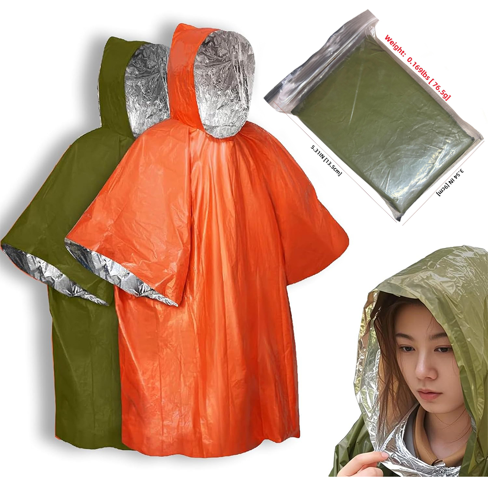 Survival Blanket Reflective - Manteau imperméable de Camping imperméable, vêtements