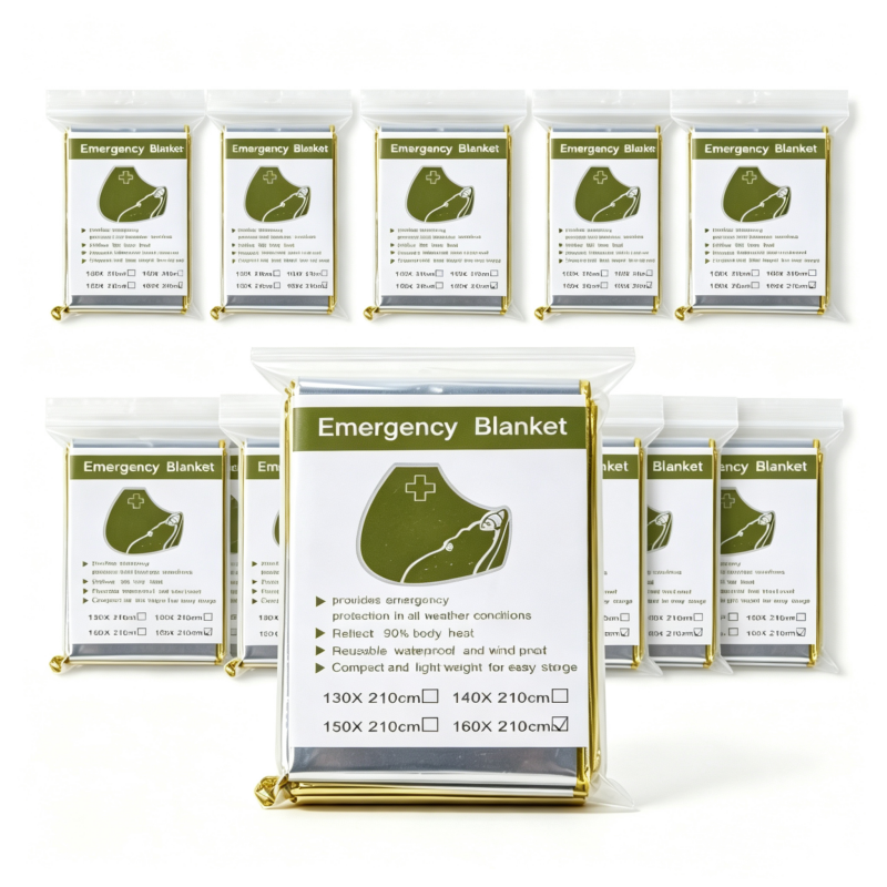 Survival Blanket Reflective - Lot de 10 couvertures thermiques d'urgence