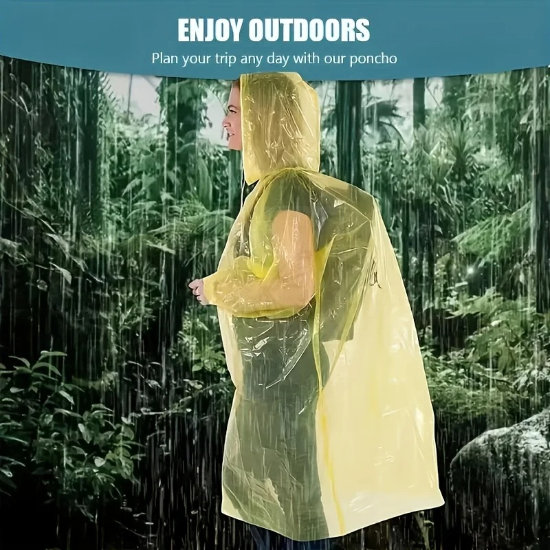 Emergency Poncho Rain - Poncho imperméable jetable, 5/10 pièces, pour