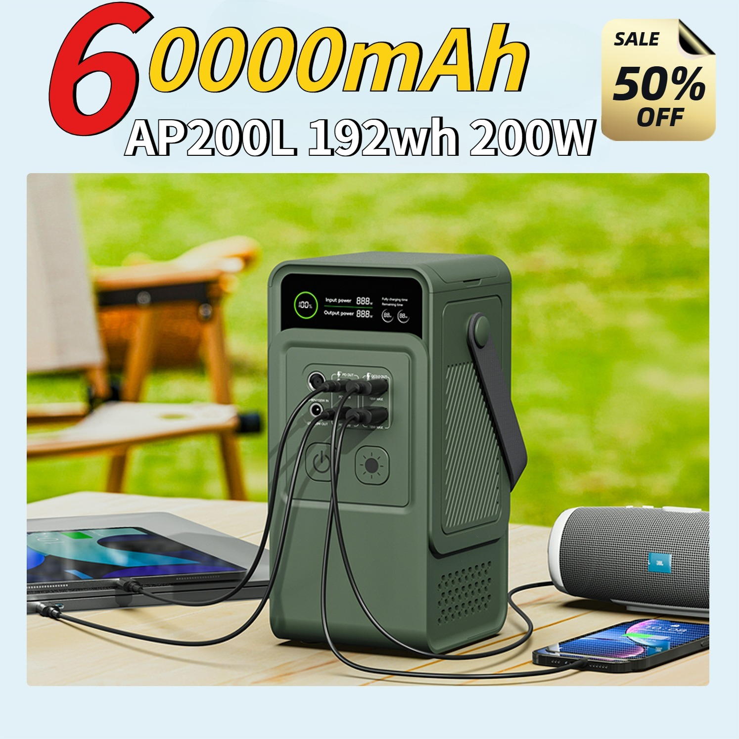 Solar Emergency Charger - Centrale électrique de Camping 60000mAh 200W