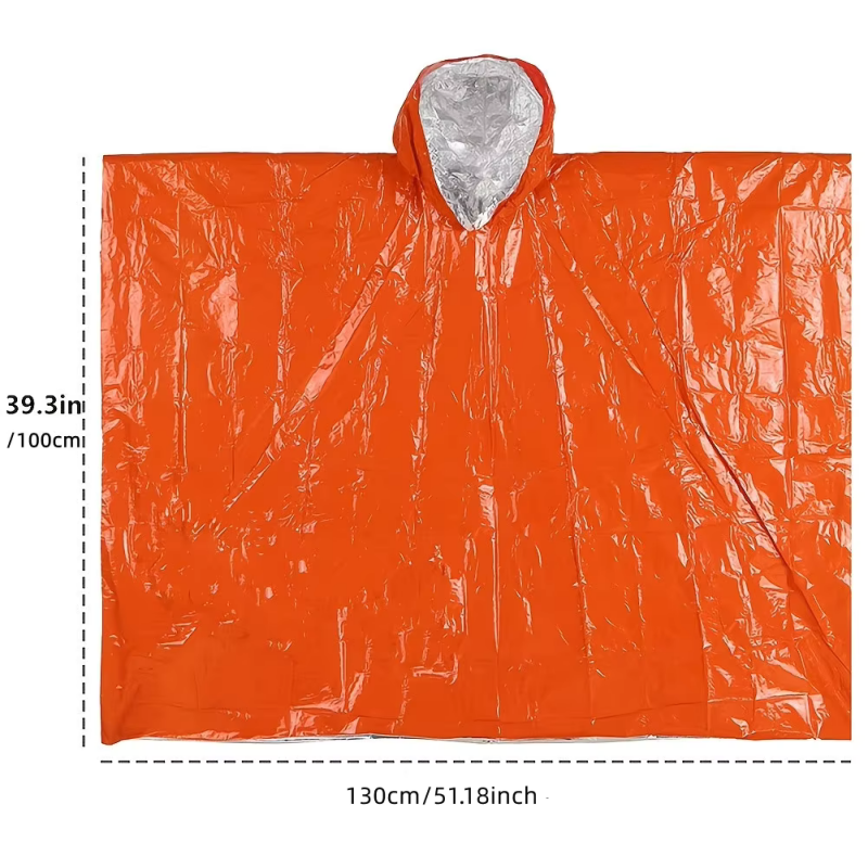 Survival Blanket Reflective - Couverture thermique réfléchissante, poncho imperméable jetable,