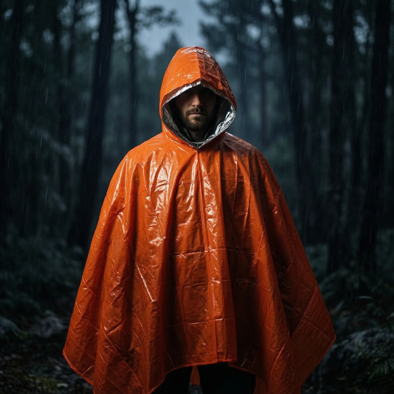 Emergency Poncho Rain - Poncho de pluie à capuche compact,
