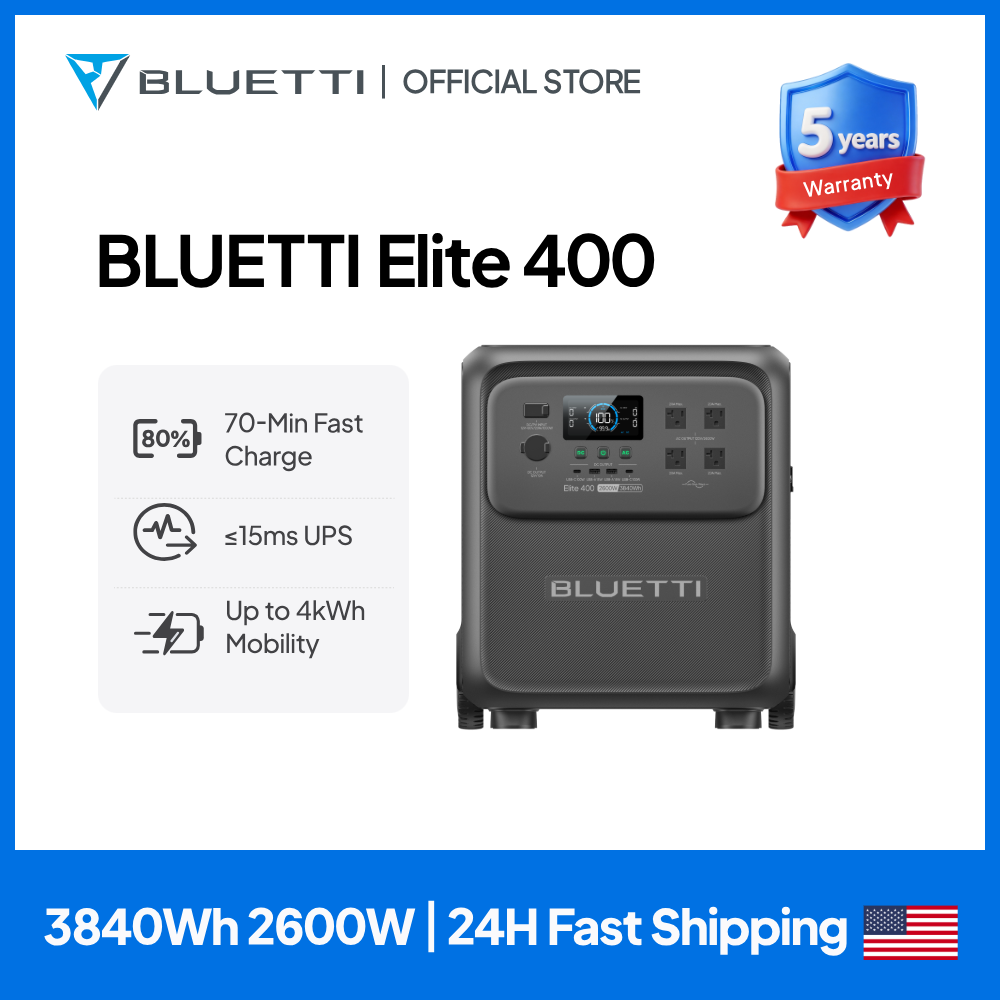 Solar Emergency Charger - BLUETTI Elite 400 2600W 3840Wh Station