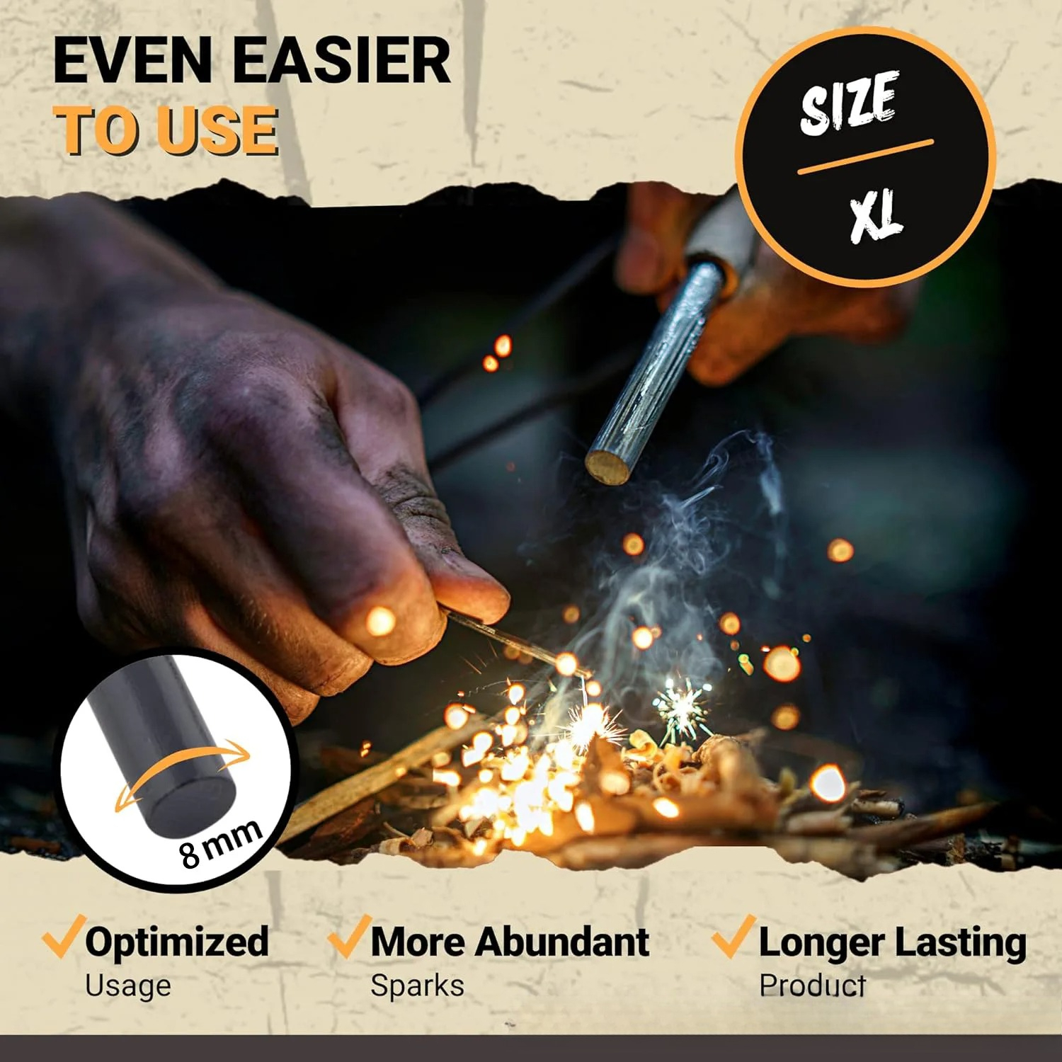 Magnesium Fire Starter - Allume-feu portable en acier et silex