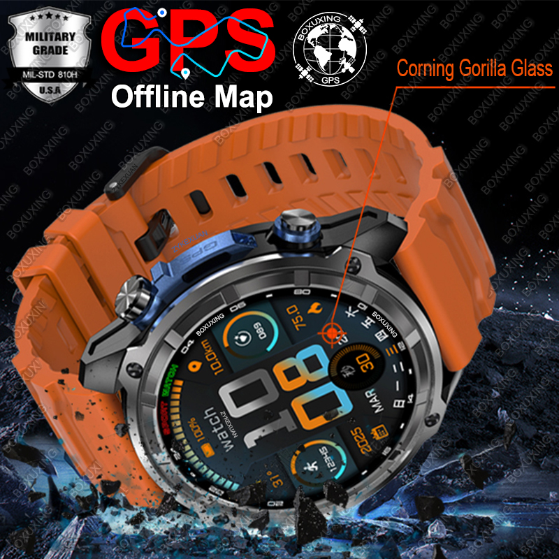 Compass Lensatic - Montre connectée militaire GPS pour hommes,