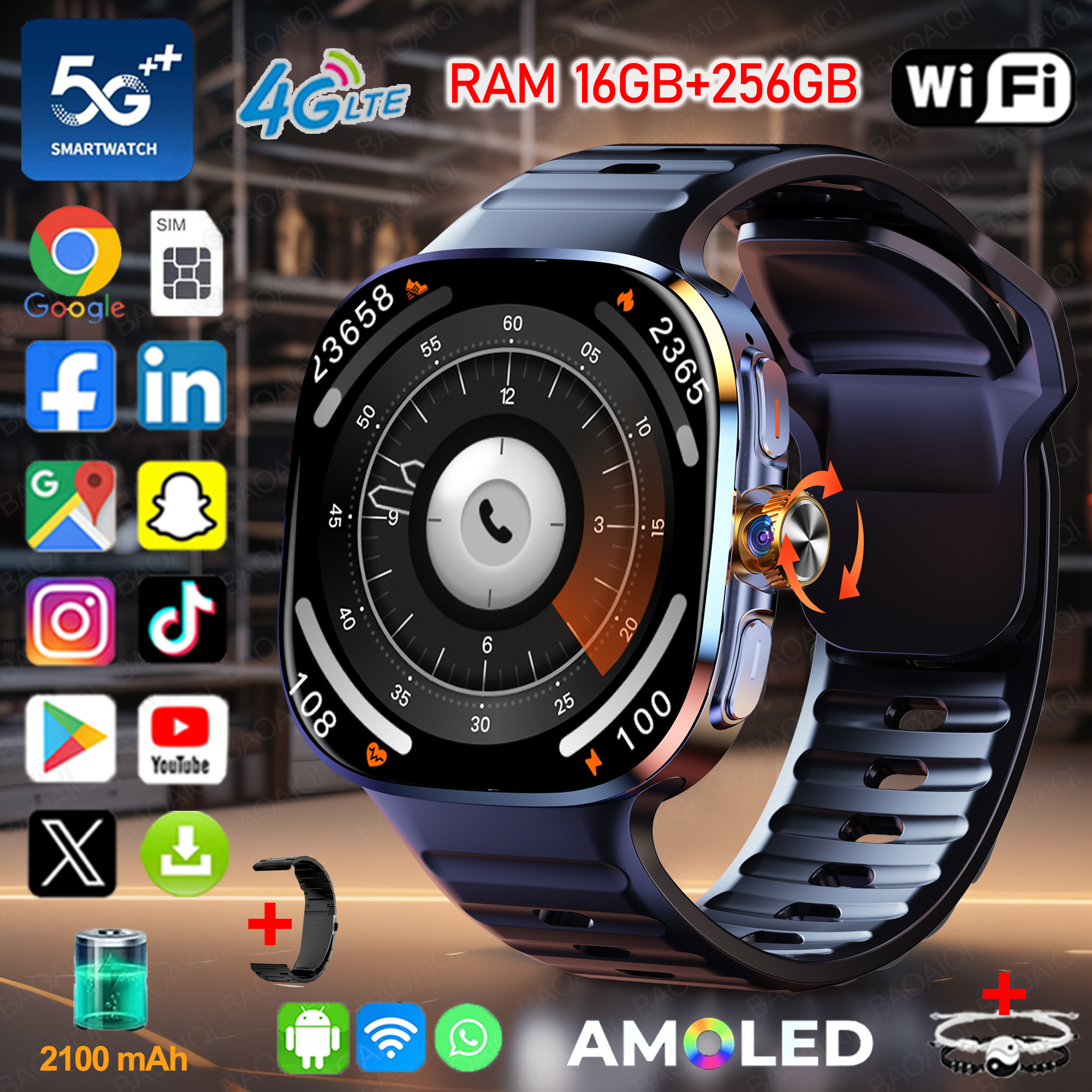 Compass Lensatic - 4G/5G Smartwatch 2.4 pouces 720*720 Amoled