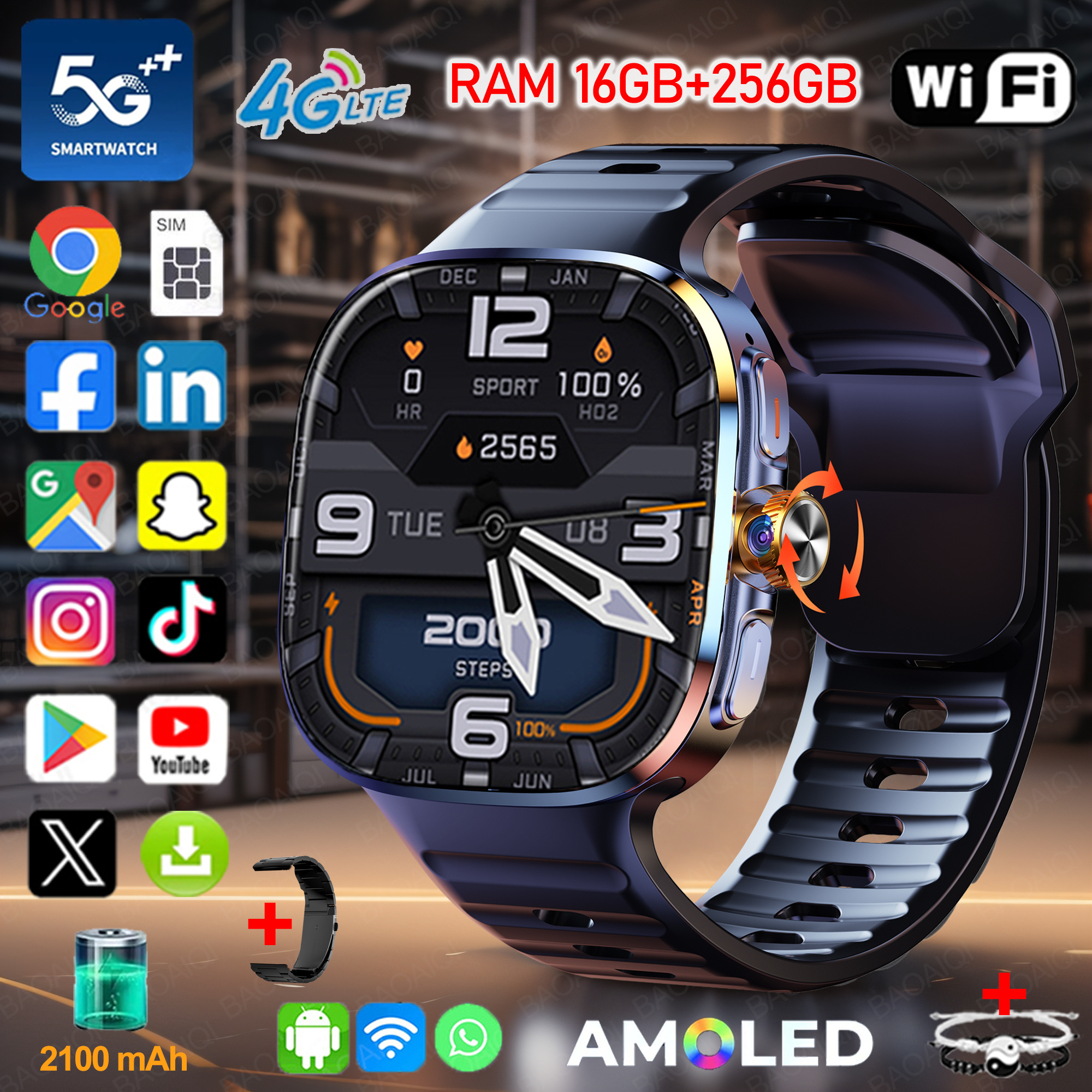 Compass Lensatic - Nouveau grand écran Smartwatch 4G/5G Android