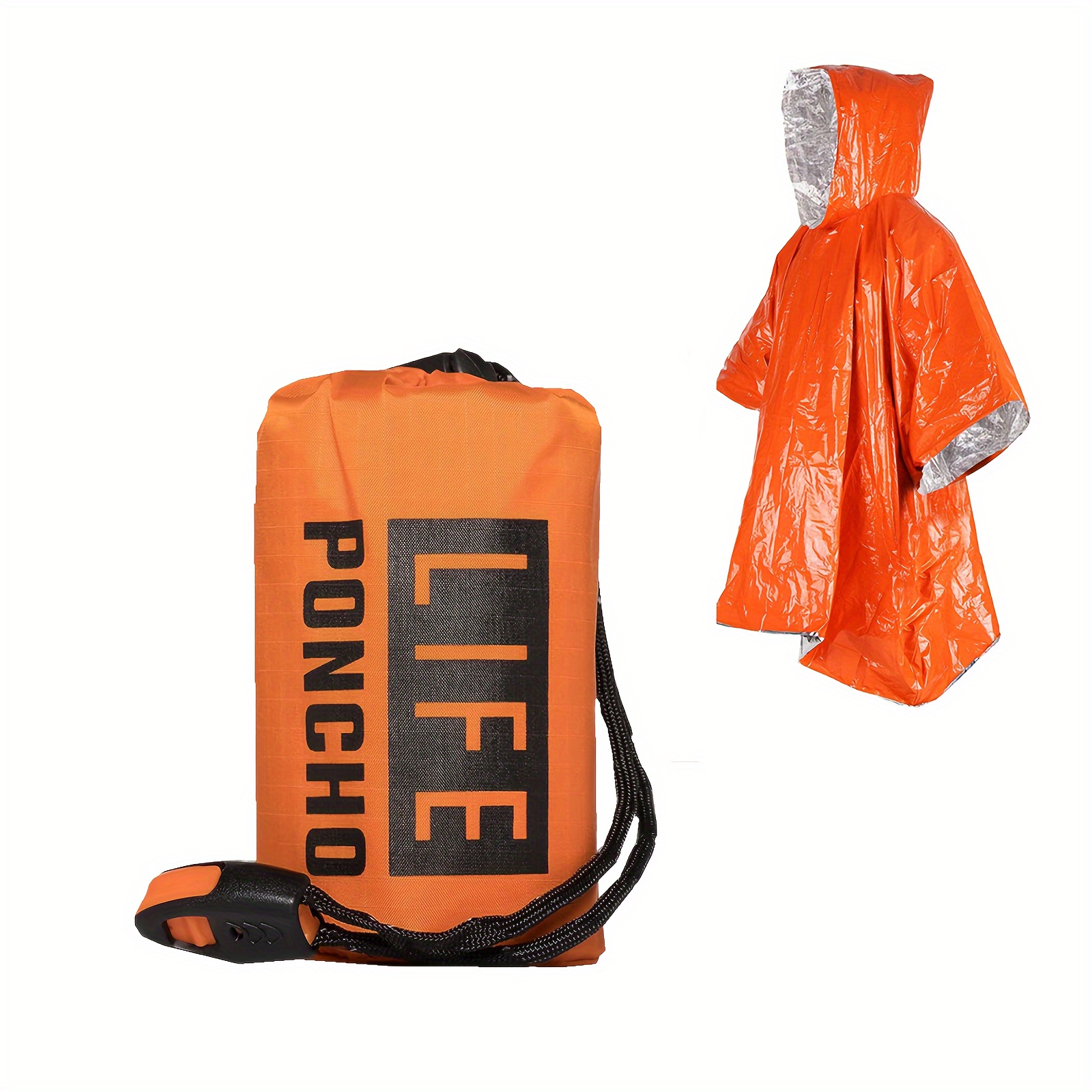 Survival Blanket Reflective - Poncho de pluie de survie d'urgence,