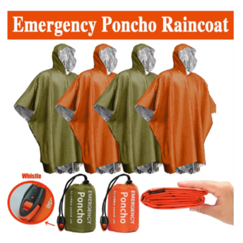 Emergency Poncho Rain - Poncho de pluie thermique jetable en