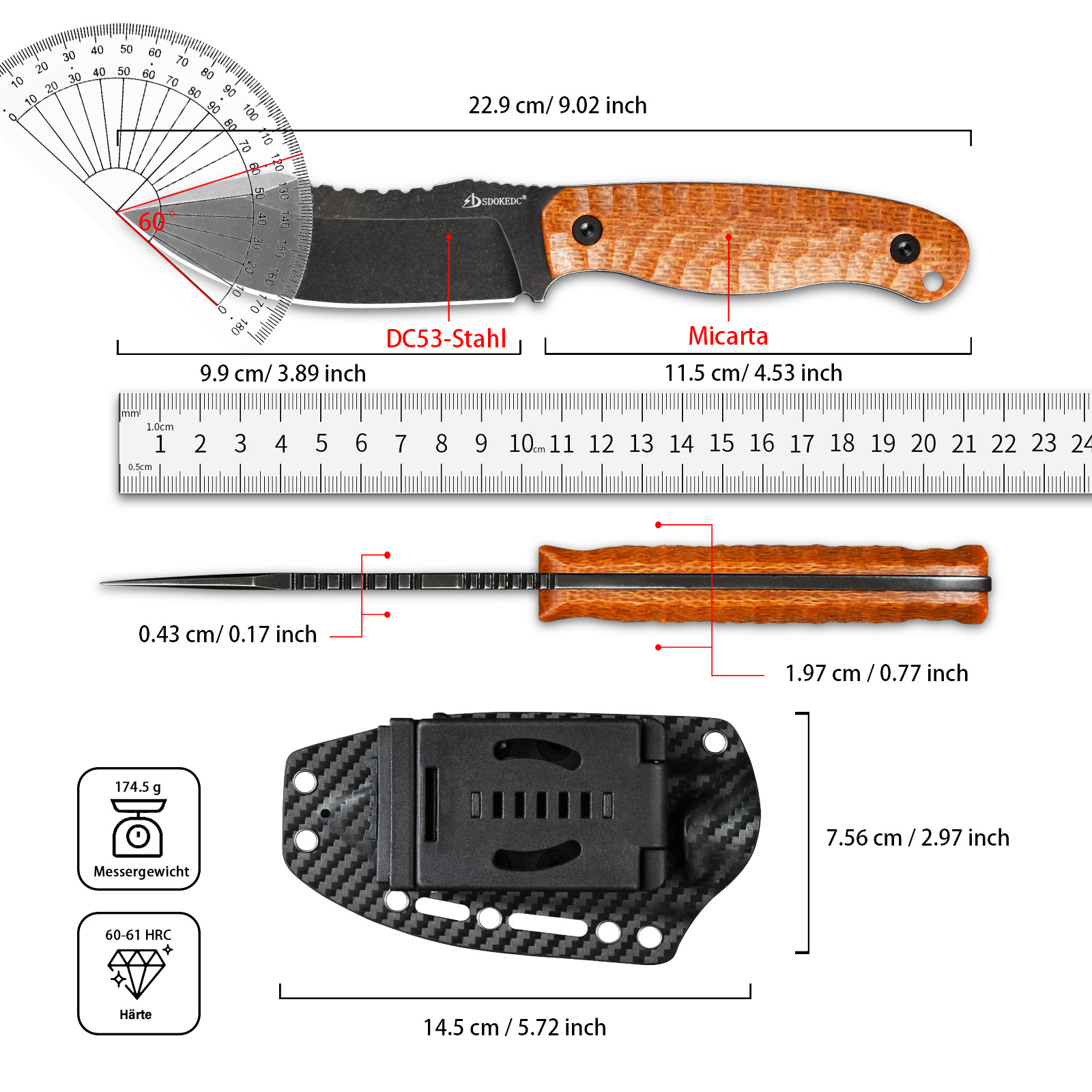Couteau utilitaire en acier SD - Bushcraft Knife Fixed avis et prix