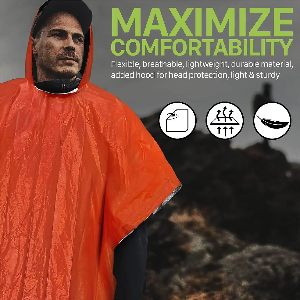 Poncho de pluie d'urgence avec - Emergency Poncho Rain avis et prix