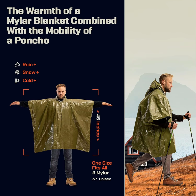 Poncho de pluie thermique jeta - Emergency Poncho Rain avis et prix